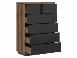 Kommode Fivale 119 (Mørk Delano eg + Mat sort)