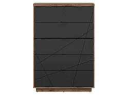 Kommode Fivale 119 (Mørk Delano eg + Mat sort)