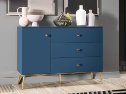 Kommode Flonovu 103 (Mørkeblå + Gylden)