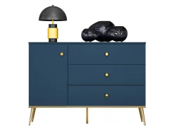 Kommode Flonovu 103 (Mørkeblå + Gylden)