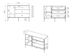 Kommode Flonovu 103 (Mørkeblå + Gylden)