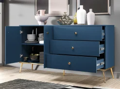 Kommode Flonovu 102 (Mørkeblå + Gylden)