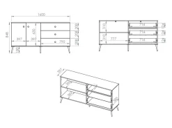 Kommode Flonovu 102 (Mørkeblå + Gylden)