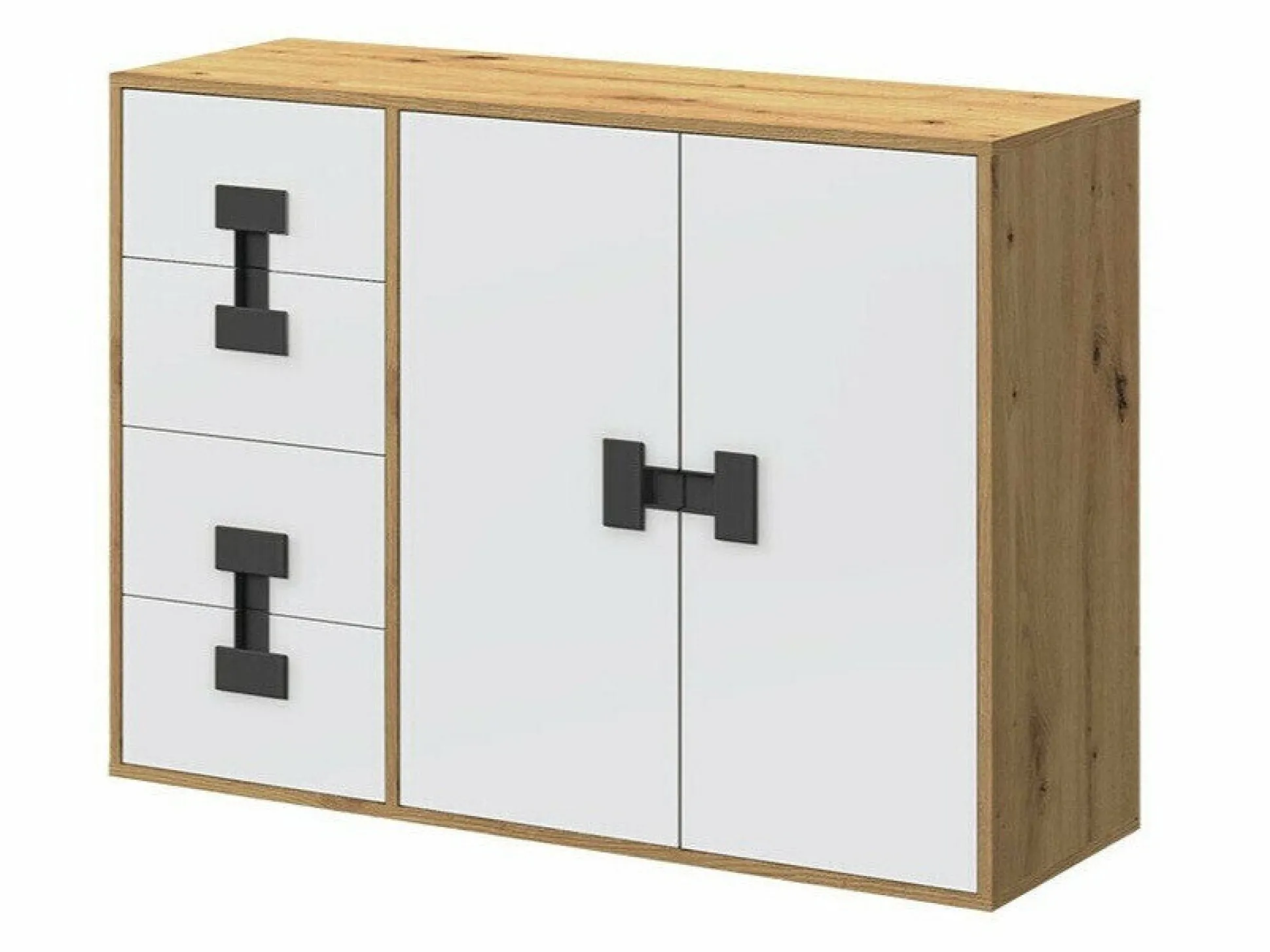 Kommode Florevi 102 (Mat hvid + Artisan eg)