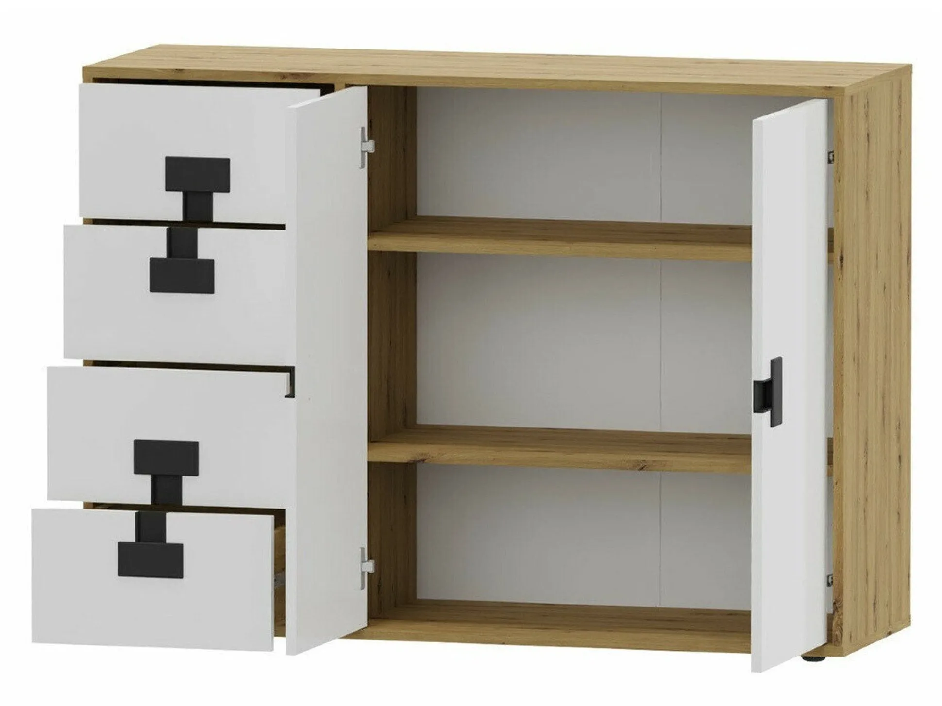 Kommode Florevi 102 (Mat hvid + Artisan eg)