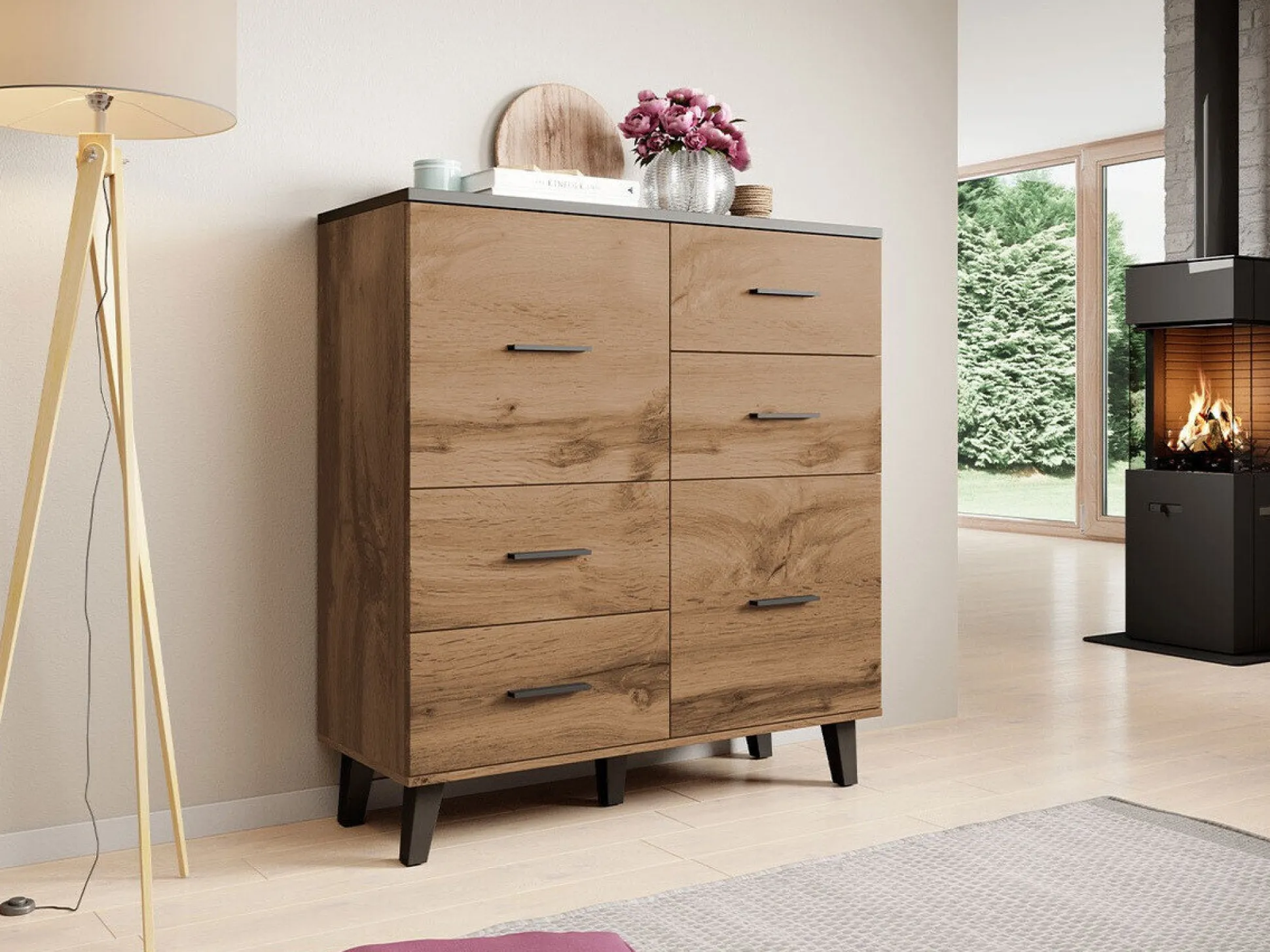 Kommode Larfloi 104 (Wotan eg + Sort)