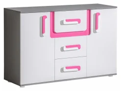 Kommode Levtala 107 (Antracit + Hvid + Lyserød)