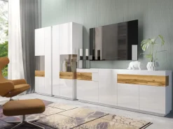 Kommode Livlore 101 (Hvid + Glansfuld hvid + Wotan eg)