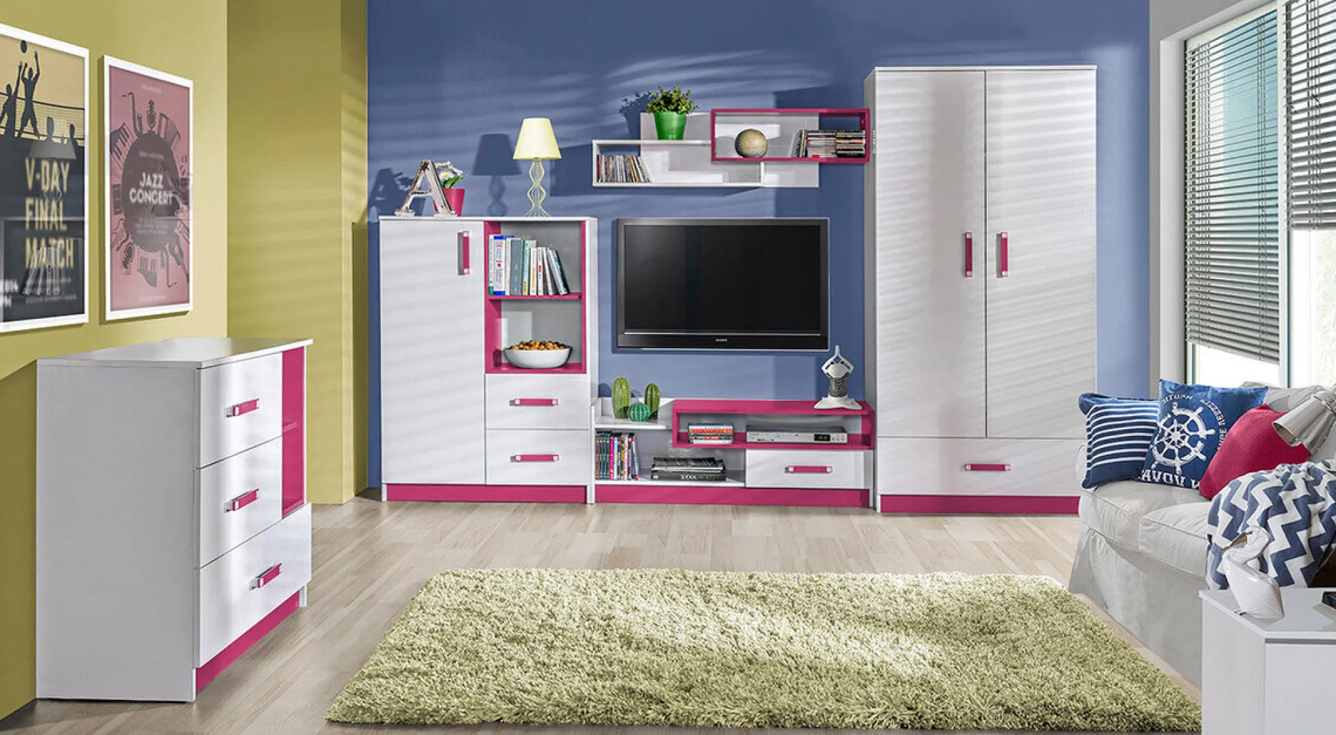 Kommode Lorlare 108 (Hvid + Turkis)