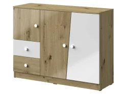 Kommode Mirelbu 106 (Artisan eg + Glansfuld hvid)