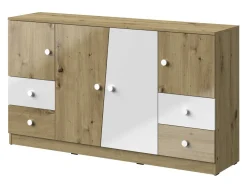 Kommode Mirelbu 105 (Artisan eg + Glansfuld hvid)