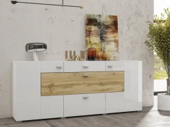 Kommode Mondalo 104 (Wotan eg + Glansfuld hvid)