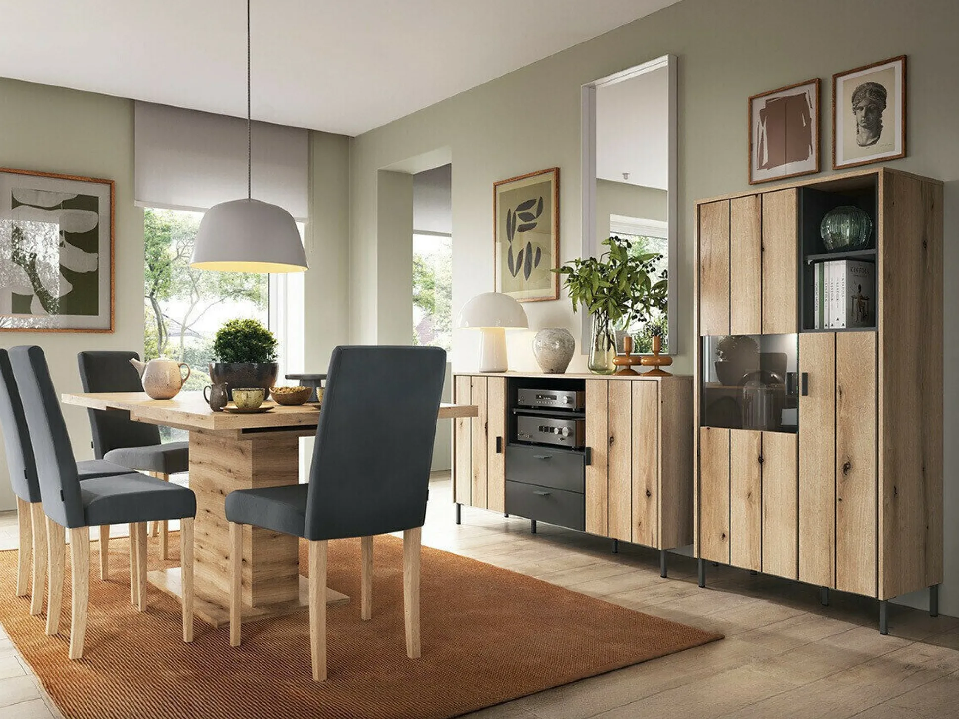 Kommode Morelmi 105 (Antracit + Egetræ)