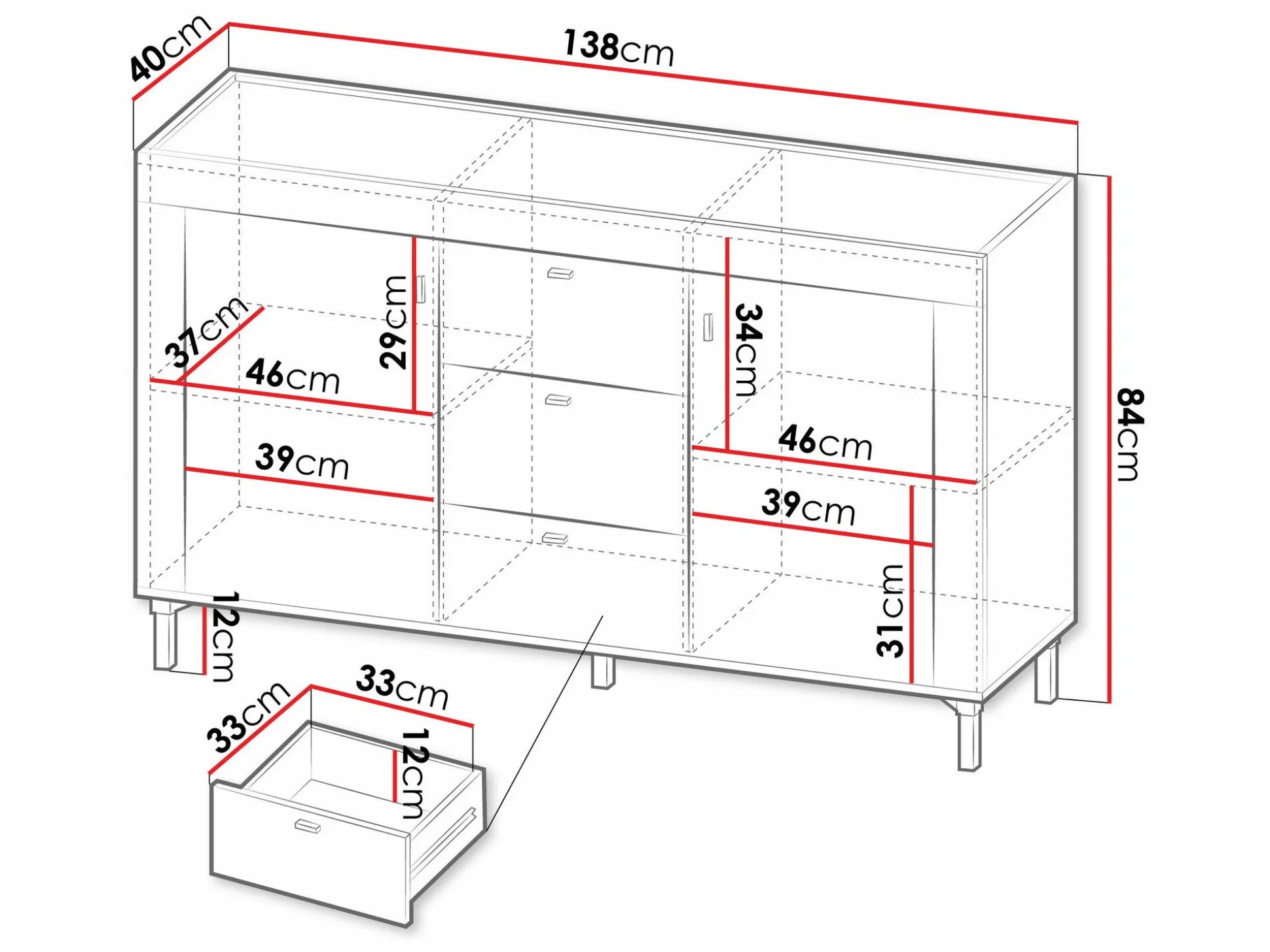Kommode Mormavu 103 (Mat hvid)