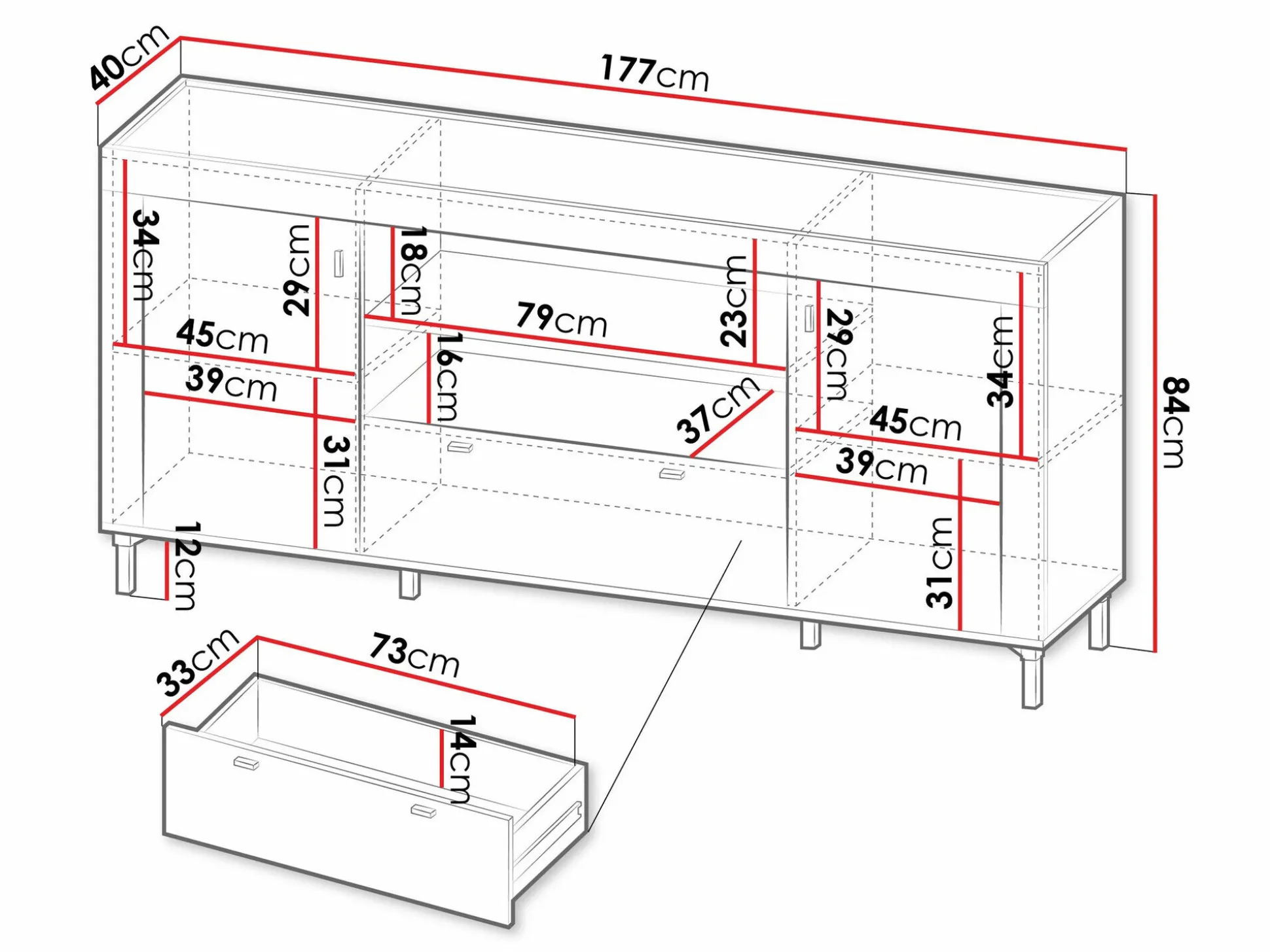 Kommode Mormavu 110 (Mat hvid)