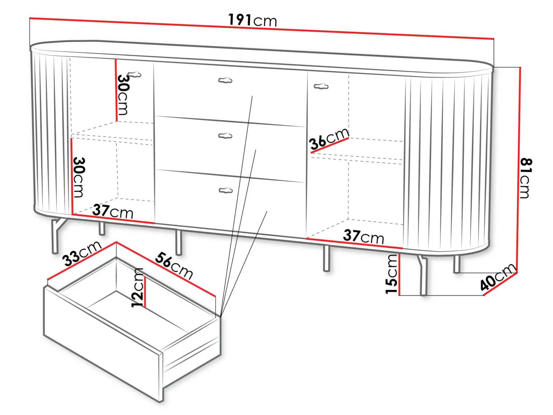 Kommode Novmono 103 (Sort)
