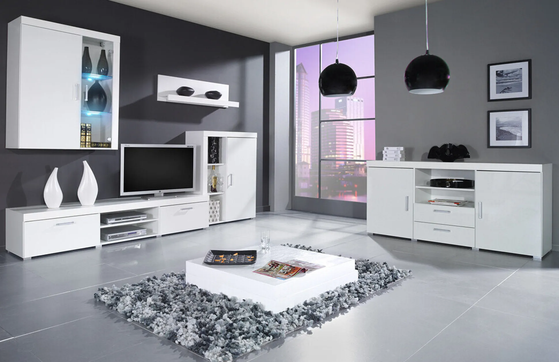 Kommode Odebeli 105 (Hvid + Glansfuld hvid)