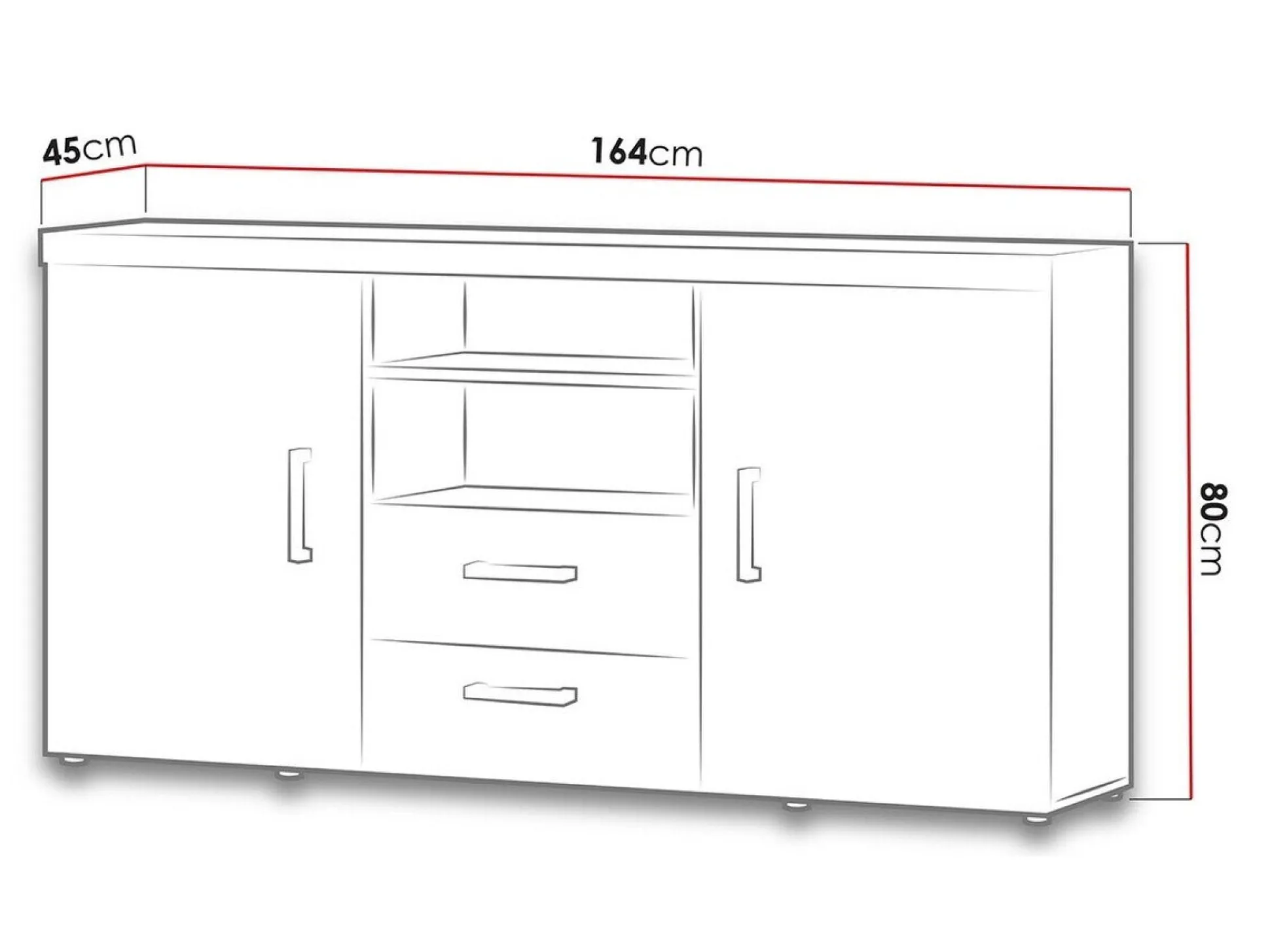 Kommode Odebeli 105 (Hvid + Glansfuld hvid)
