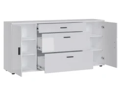 Kommode Ontario 170 (Glansfuld hvid + Hvid)