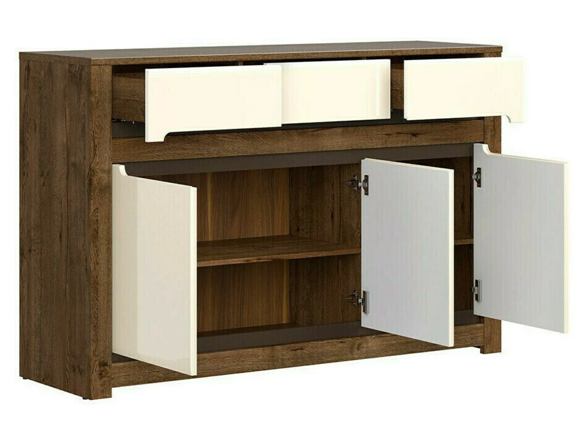 Kommode Ophevaru 101 (Glossy cream + April egetræ)