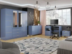 Kommode Rosa (Blå + Gylden)