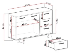 Kommode Rosa (Blå + Gylden)