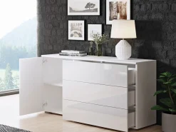 Kommode Sarasota 128 (Hvid + Glansfuld hvid)