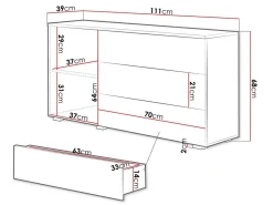 Kommode Sarasota 128 (Hvid + Glansfuld hvid)
