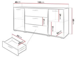 Kommode Sarasota 174 (Sort + Wotan eg)
