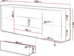Kommode Sarasota 129 (Wotan eg + Glansfuld hvid)