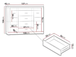 Kommode Serfeno 104 (Mørk aske)