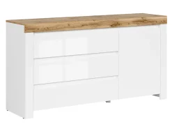 Kommode Sonsoru 100 (Hvid + Glansfuld hvid + Wotan eg)