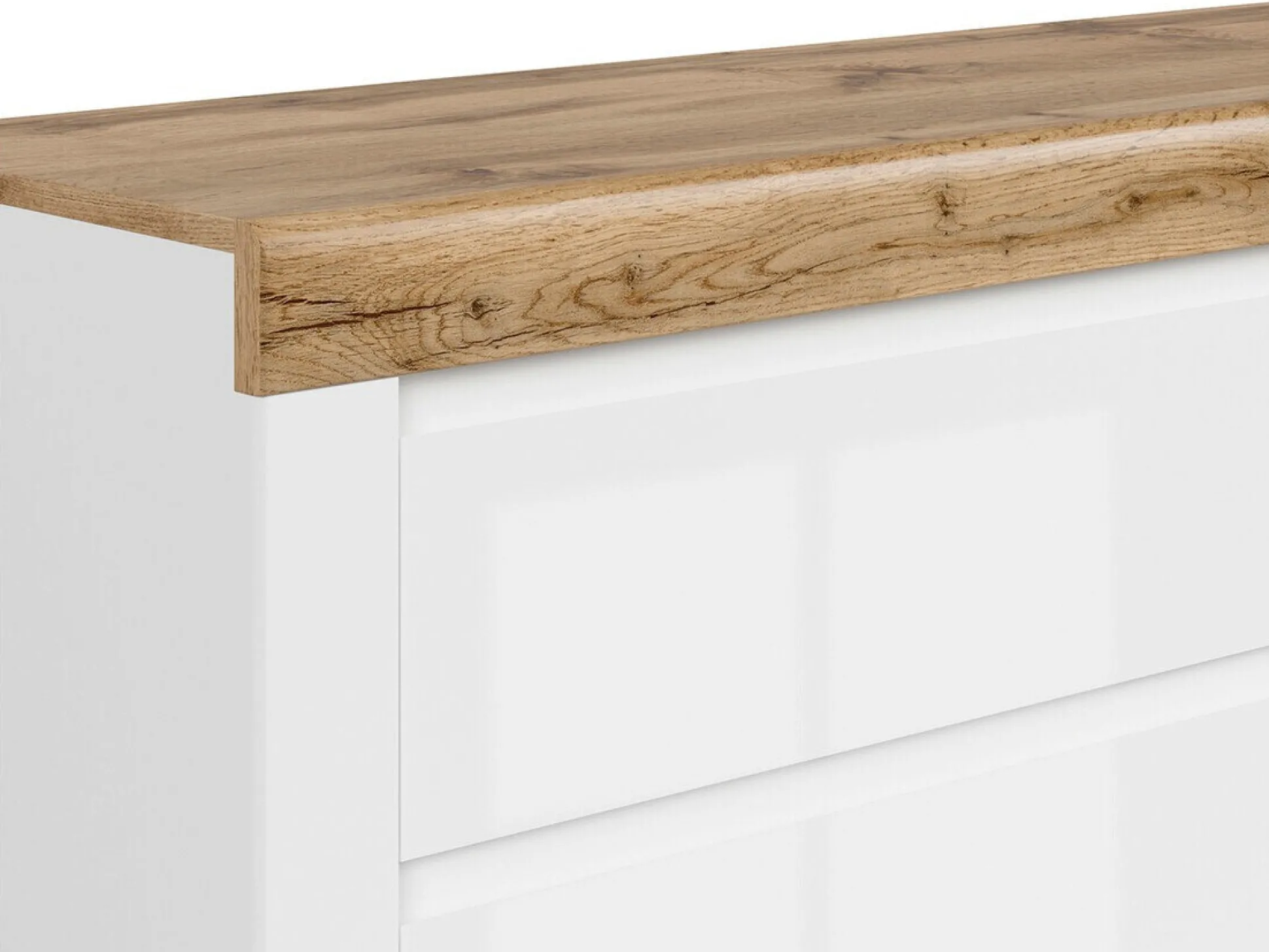 Kommode Sonsoru 100 (Hvid + Glansfuld hvid + Wotan eg)