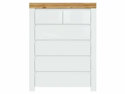 Kommode Sonsoru 114 (Hvid + Glansfuld hvid + Wotan eg)