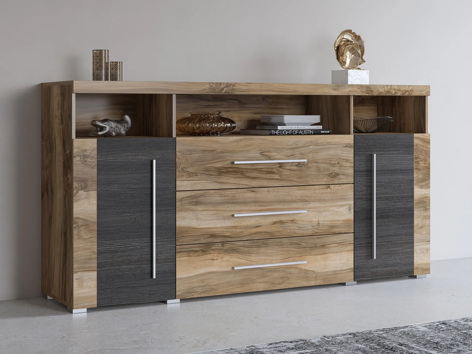 Kommode Sorciro 100 (Nød + Mørk eg)