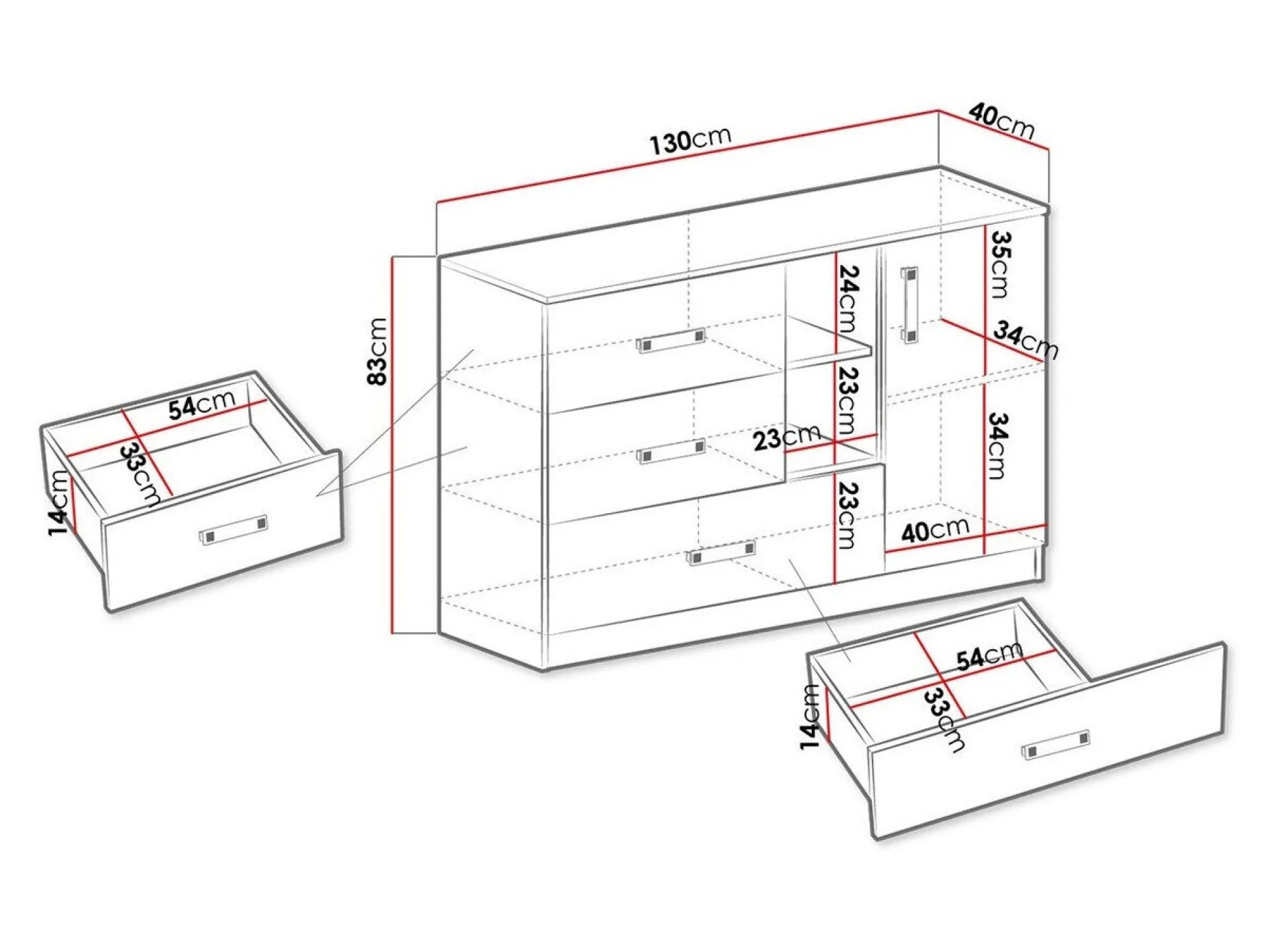 Kommode Sorviru 101 (Hvid + Turkis)