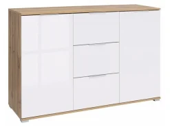 Kommode Tivetra 101 (Wotan eg + Glansfuld hvid)