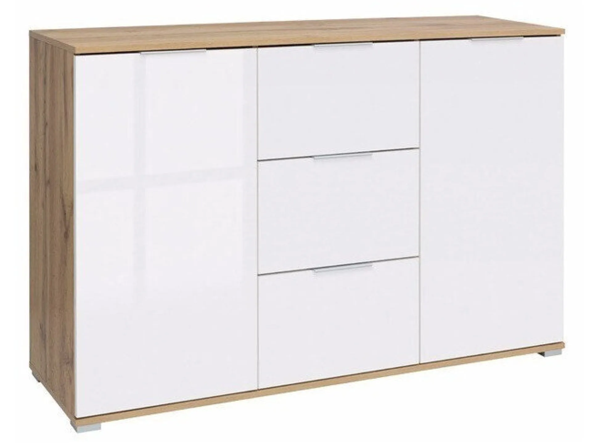 Kommode Tivetra 101 (Wotan eg + Glansfuld hvid)