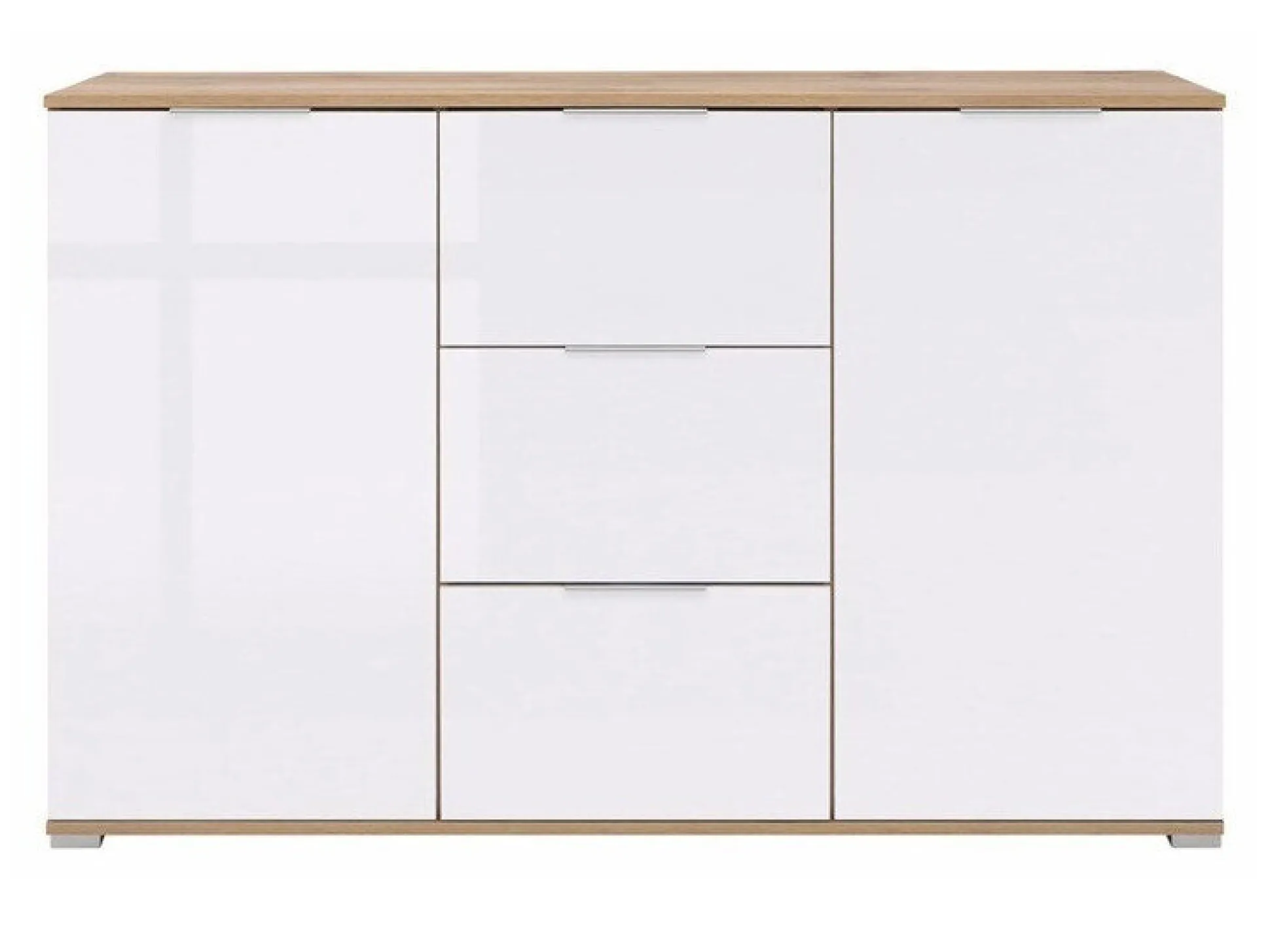 Kommode Tivetra 101 (Wotan eg + Glansfuld hvid)