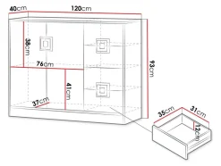 Kommode Tolfere 100 (Lys eg + Hvid)