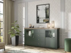 Kommode Tolnue 103 (Mørkegrøn + Lefkas eg)