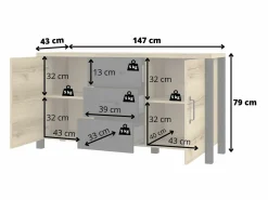 Kommode Tornua 103 (Mørk gran + Mat sort)