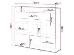 Kommode Torsone 112 (Hvid + Glansfuld hvid + San remo eg)