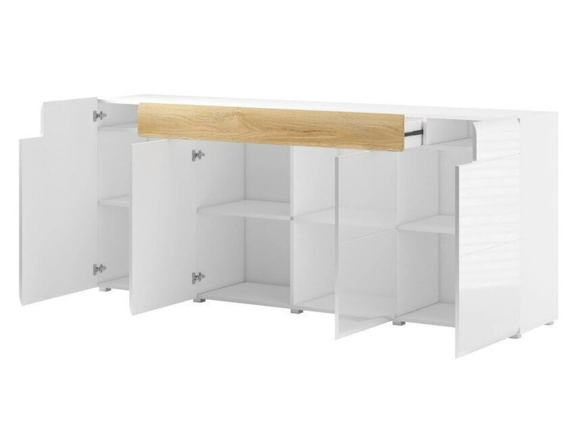 Kommode Torsone 102 (Hvid + Glansfuld hvid + San remo eg)