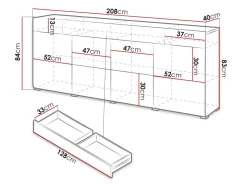 Kommode Torsone 102 (Hvid + Glansfuld hvid + San remo eg)