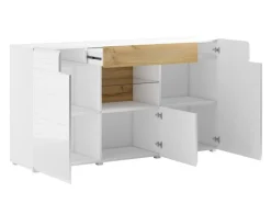 Kommode Torsone 108 (Hvid + Glansfuld hvid)