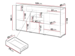 Kommode Torsone 108 (Hvid + Glansfuld hvid)
