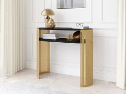 Konsolbord Civer II (Gylden + Sort marmor)