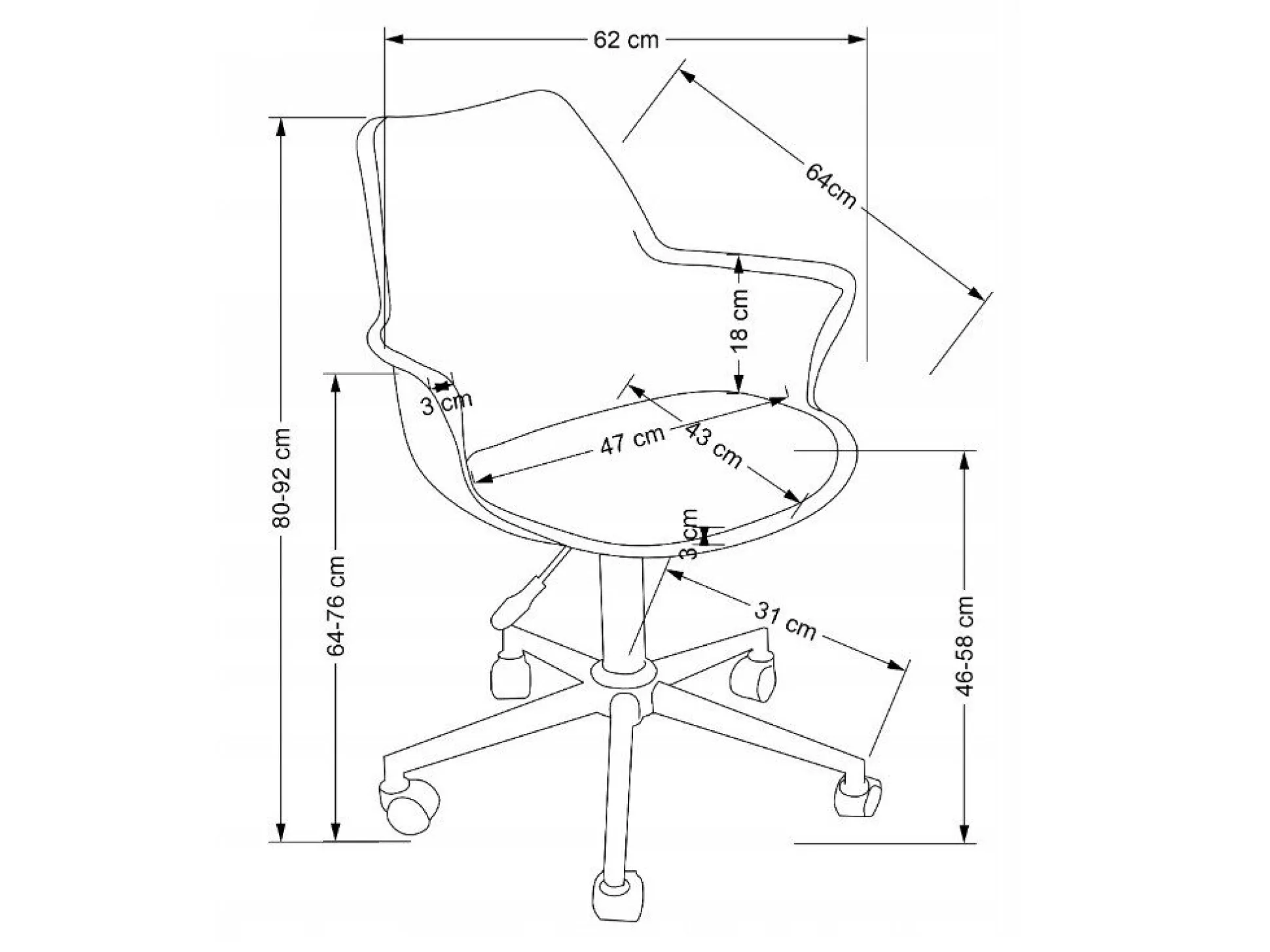 Kontorstol Houston 1424 (Lyserød)