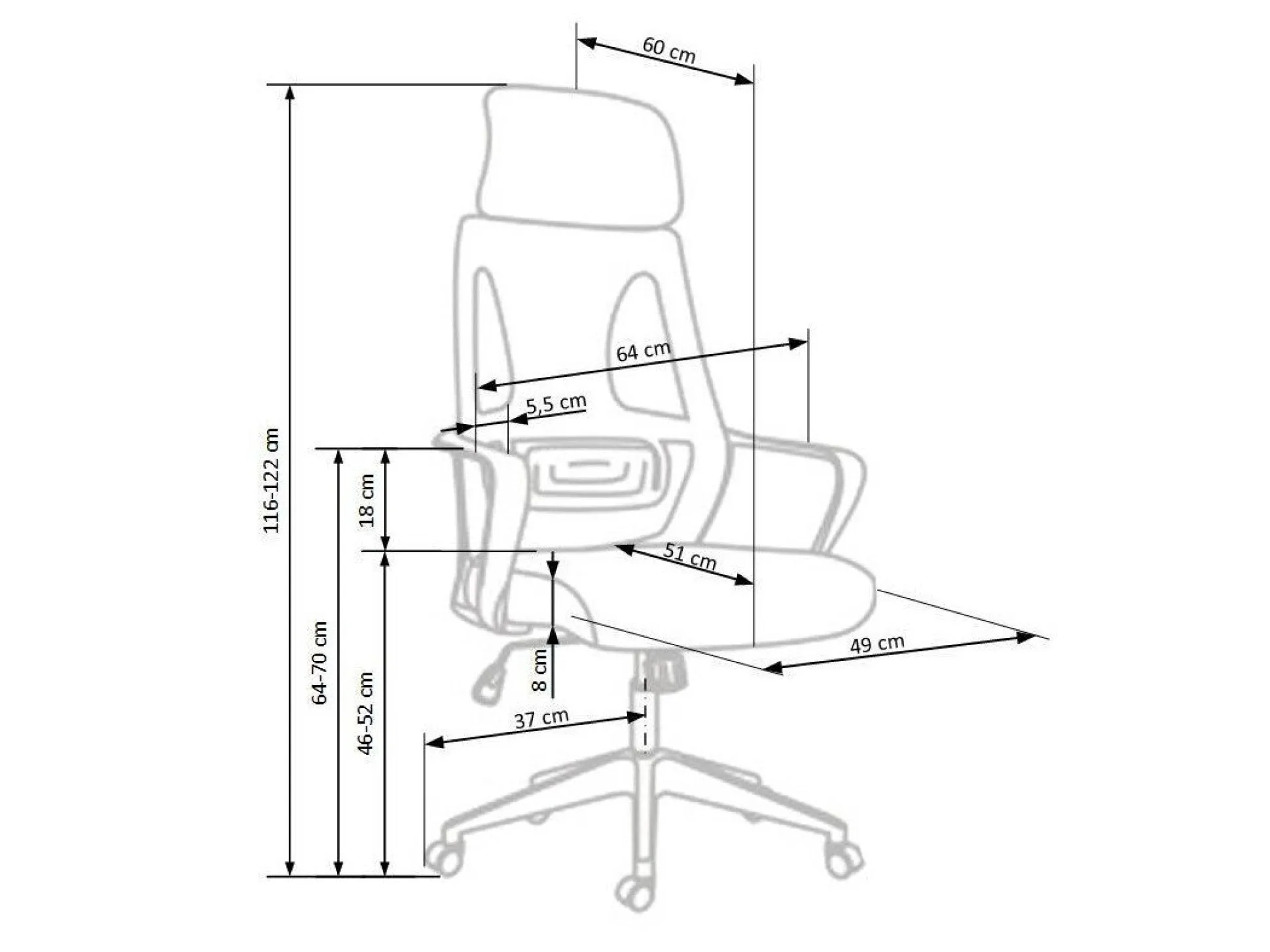 Kontorstol Houston 1080 (Sort)